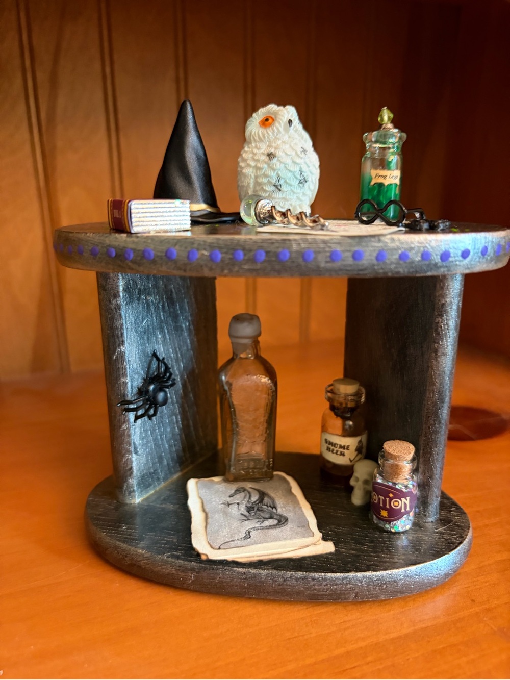 Handpainted Miniature Witchy Apothecary Table Halloween